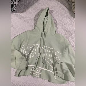 Cropped light green Seattle sweater